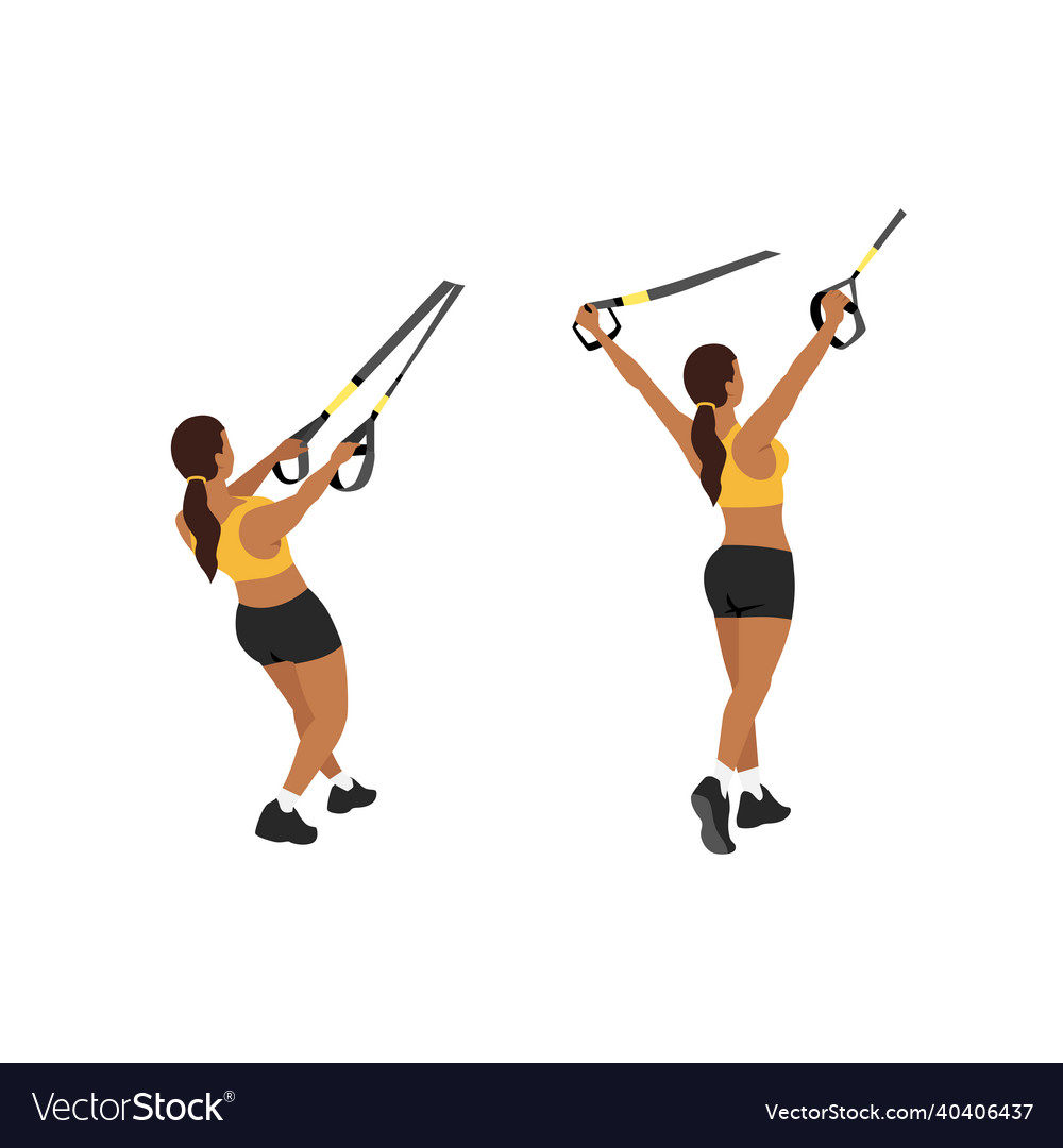 Woman doing trx suspension straps deltoid flyes