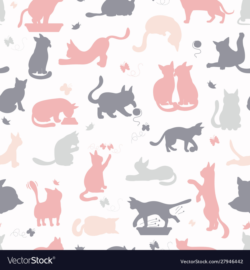 Cartoon cat characters seamless pattern different vector image Cartoon cat characters seamless pattern different