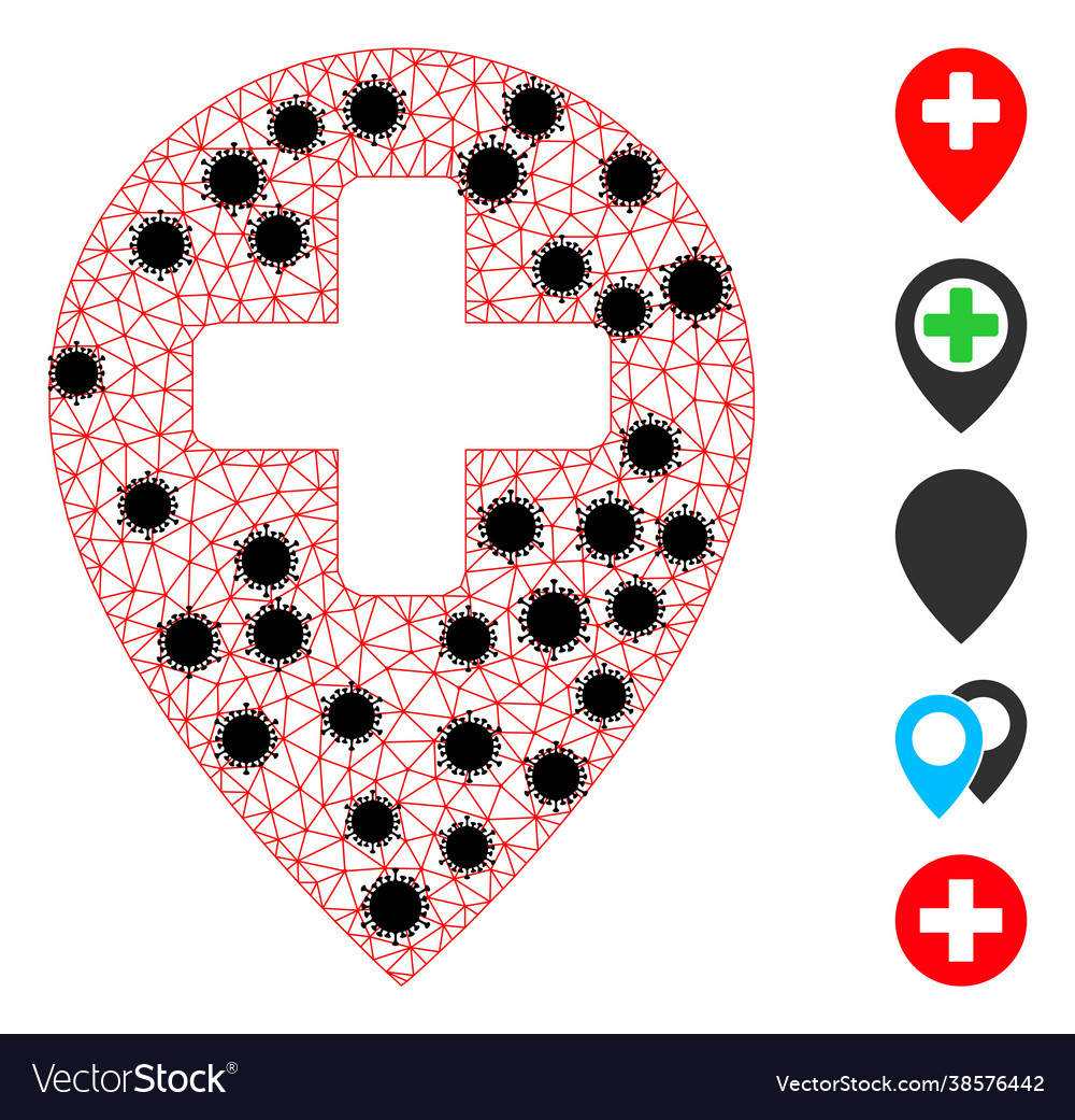 Clinic map pointer polygonal mesh icon with