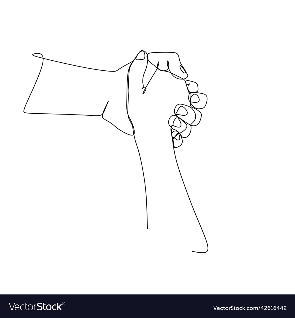 Continuous drawing of hands holding each other