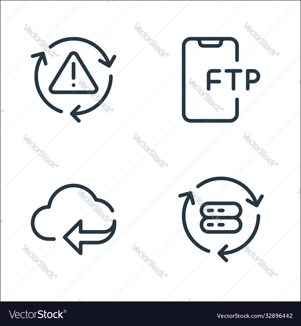 Data transfer line icons linear set quality Vector Image Data transfer line icons linear set quality