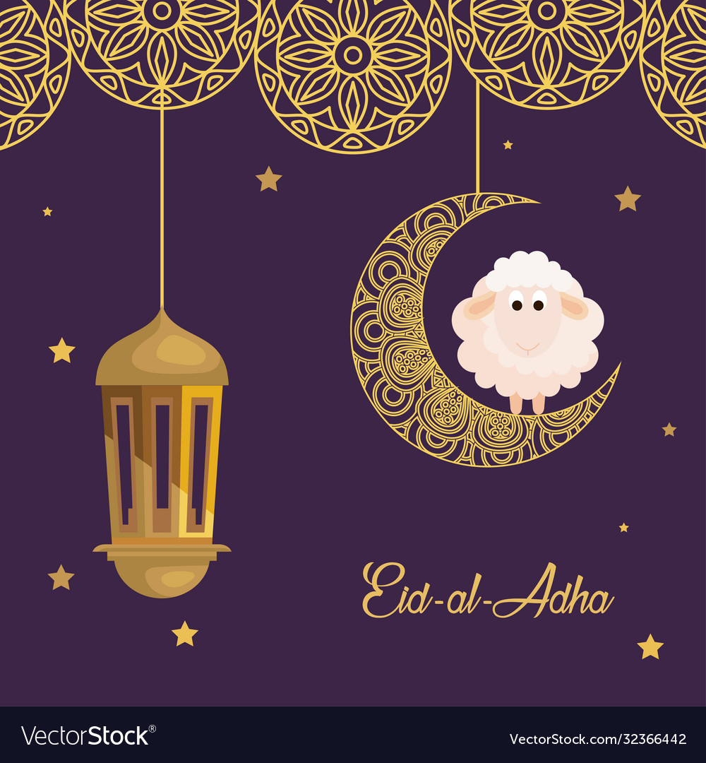 Eid al adha mubarak happy sacrifice feast sheep Vector Image