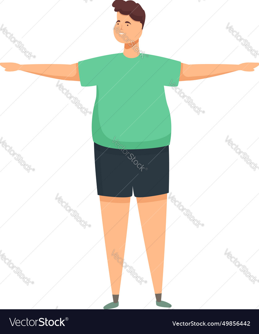 Fat man training icon cartoon workout gym Vector Image