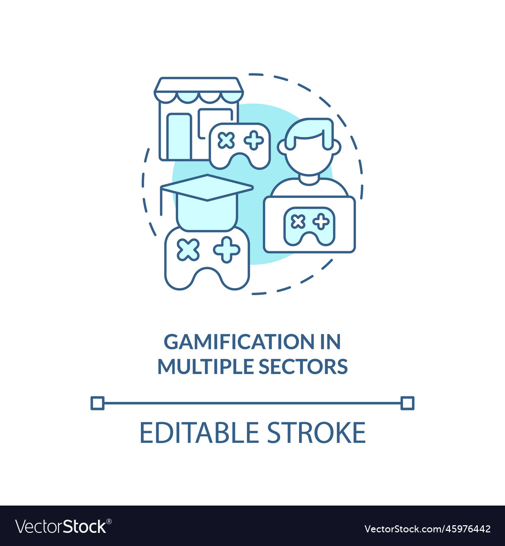 Gamification in multiple sectors turquoise vector image Gamification in multiple sectors turquoise