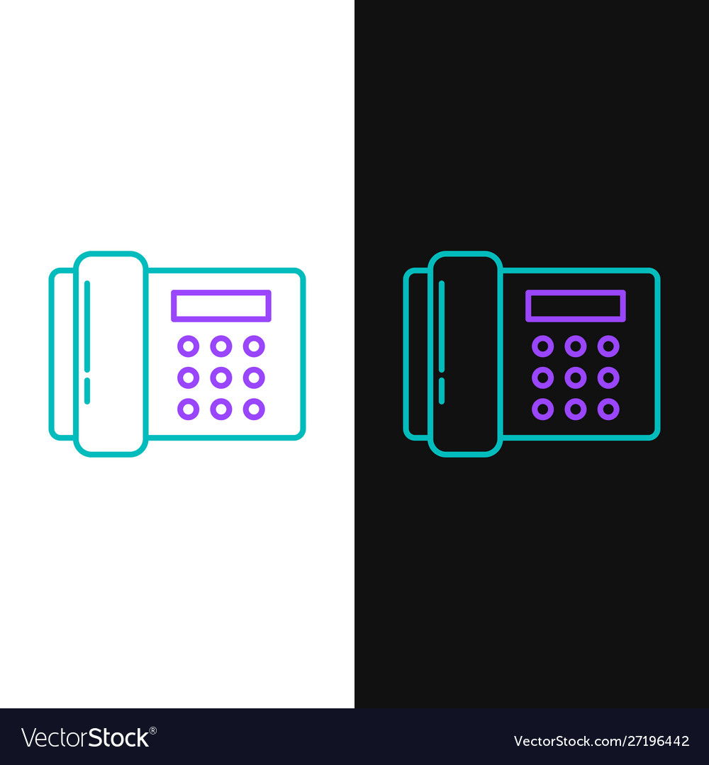 Green and purple line telephone icon isolated