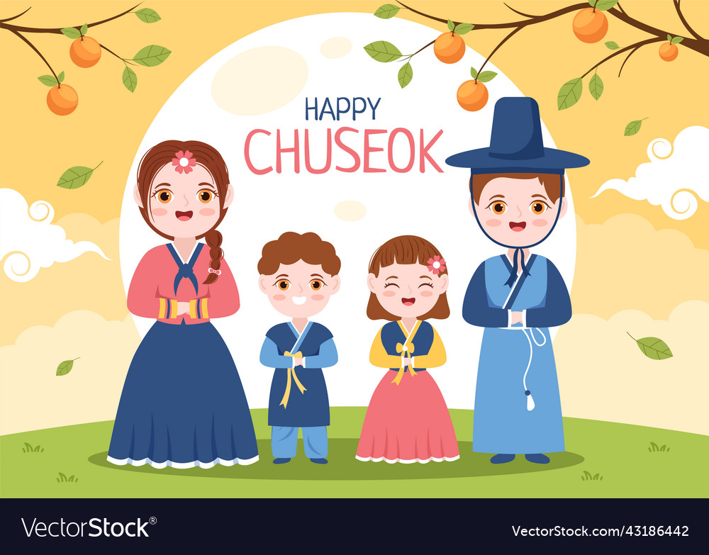 Happy chuseok day in korea for thanksgiving Vector Image