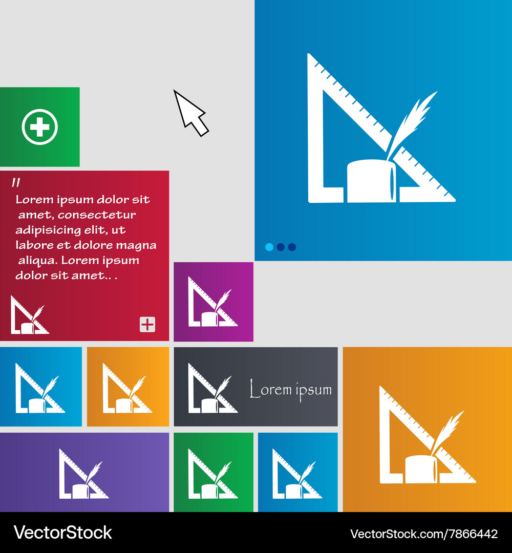 Pencil and ruler icon sign buttons modern Vector Image
