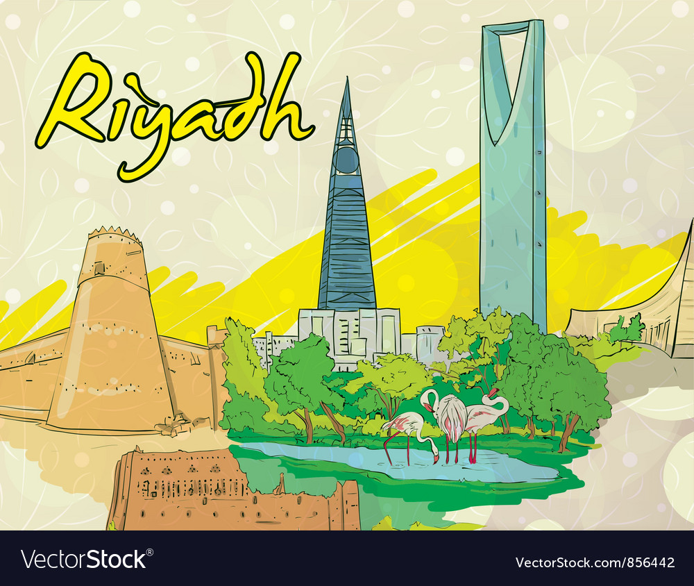 Riyadh doodles Royalty Free Vector Image VectorStock