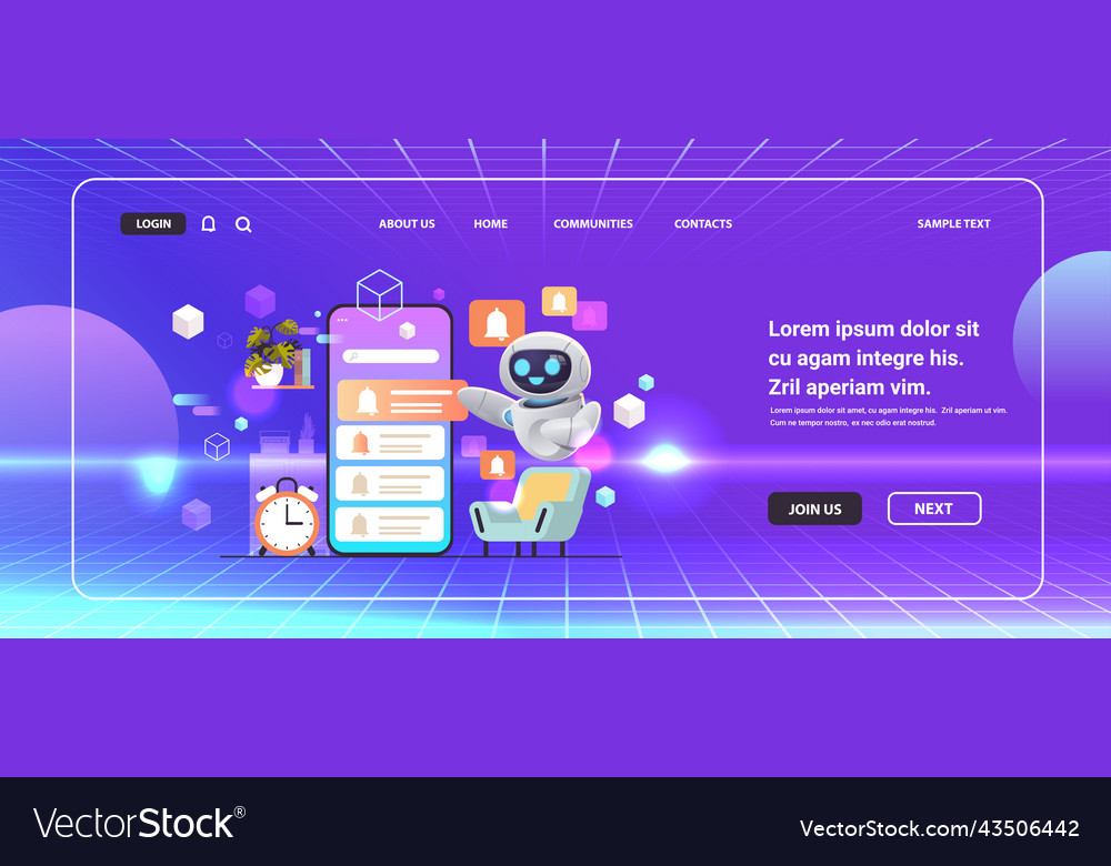 Robot programming time reminder alarm Vector Image Robot programming time reminder alarm