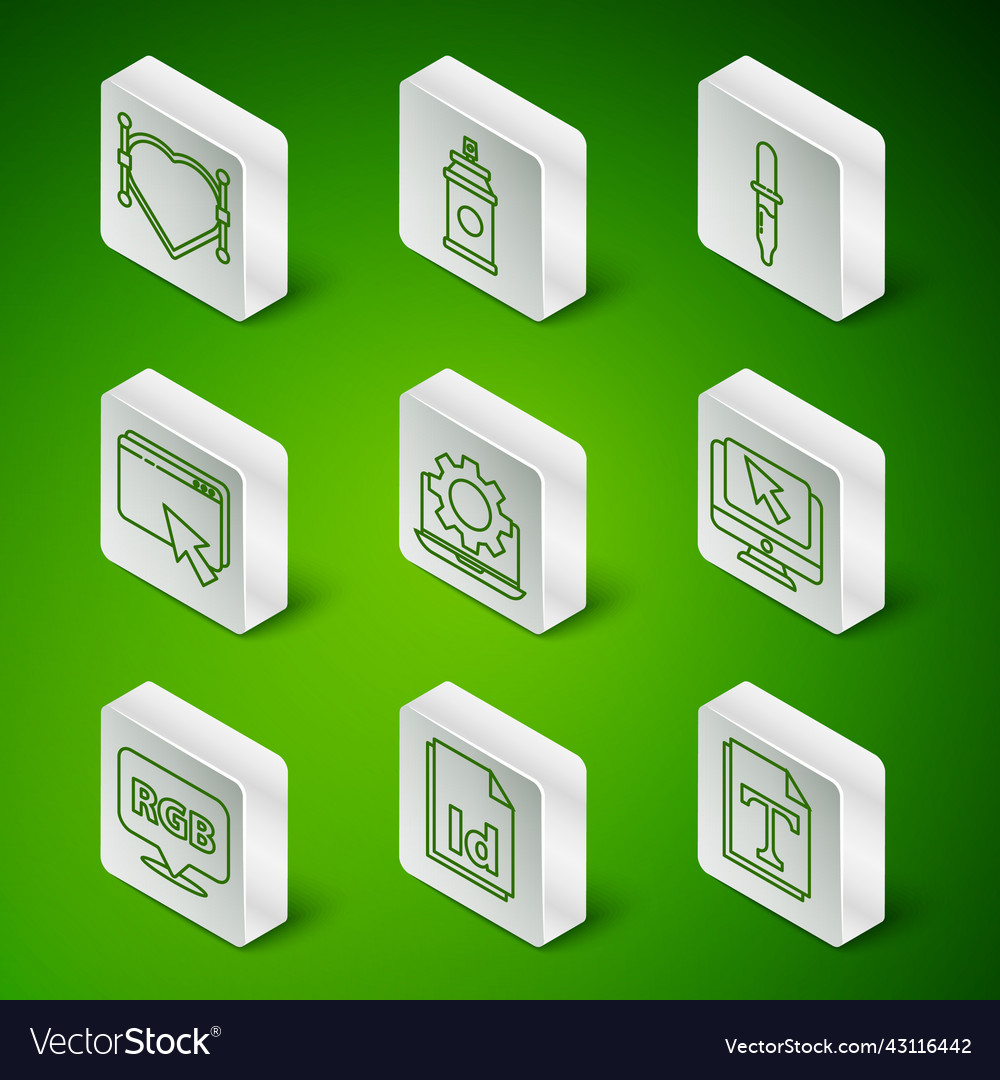 Set line text file document id heart vector image Set line text file document id heart