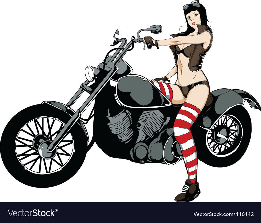 Sexy Girl On Motorcycle Royalty Free Vector Image