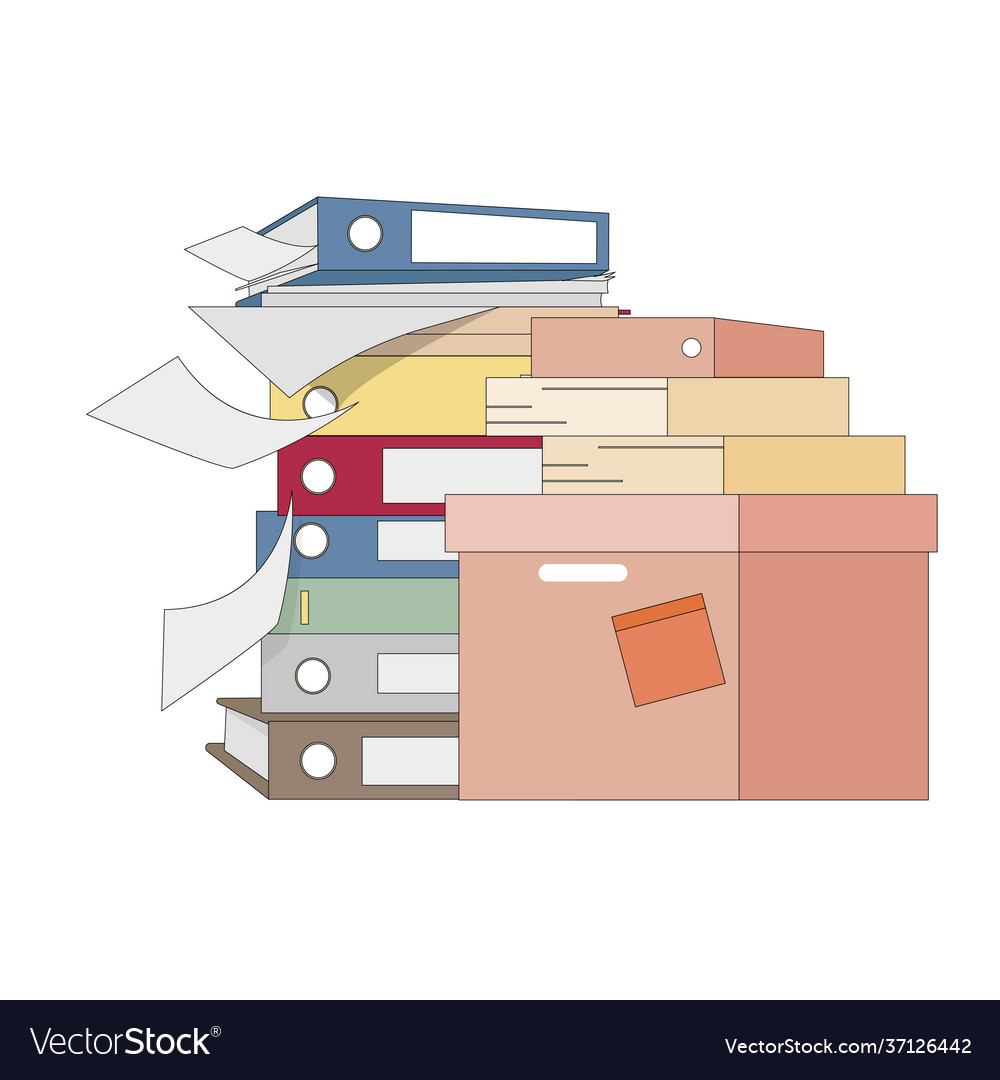 Stack file and folder lot work vector image Stack file and folder lot work