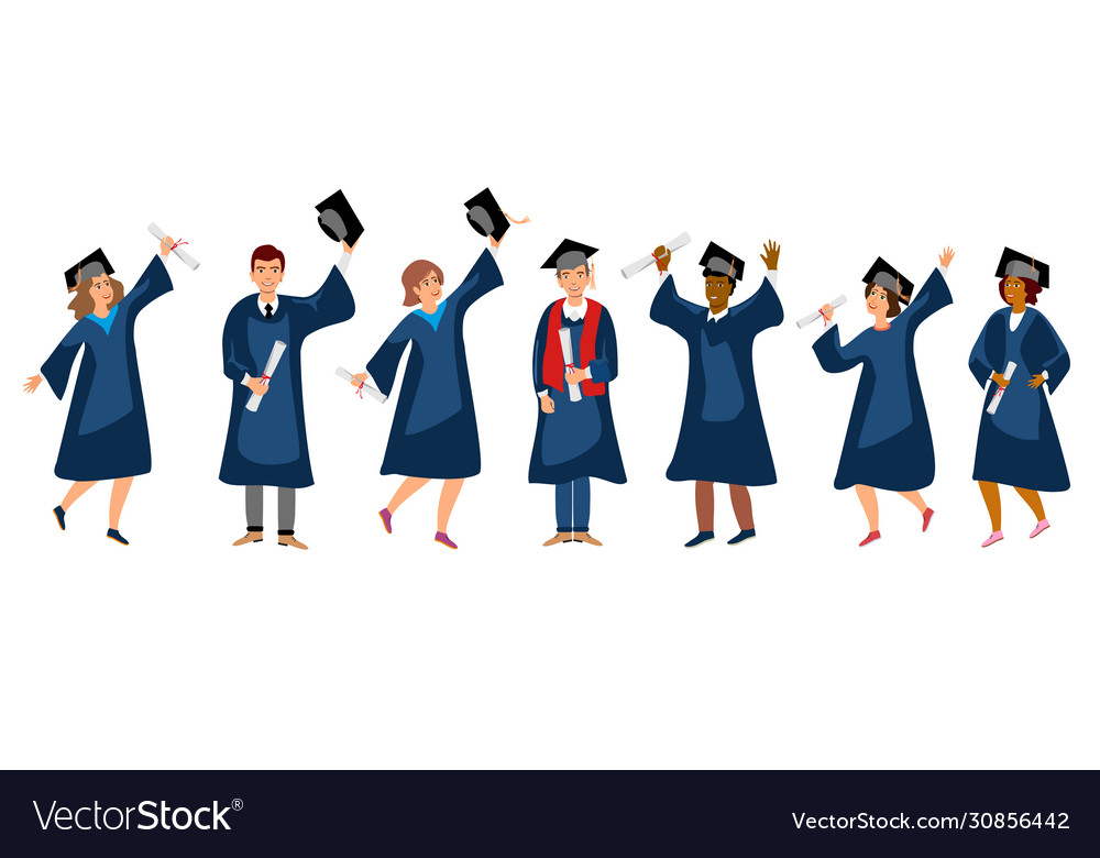 Student graduation set adult Royalty Free Vector Image