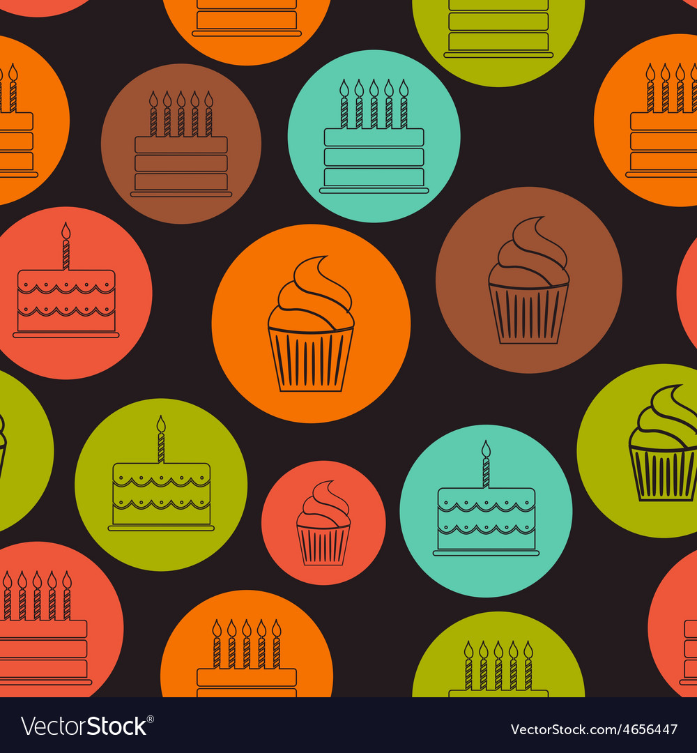 Birthday cake flat seamless pattern background