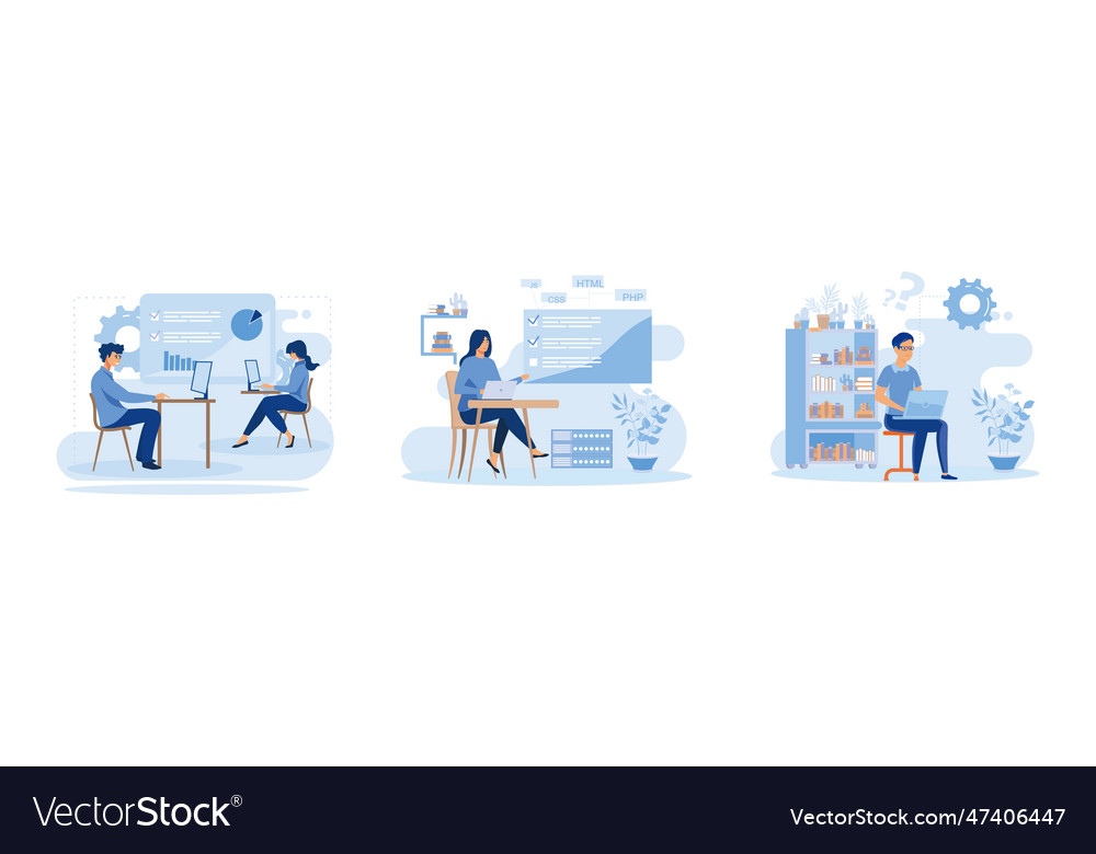 Computer skills requirement abstract concept set vector image Computer skills requirement abstract concept set