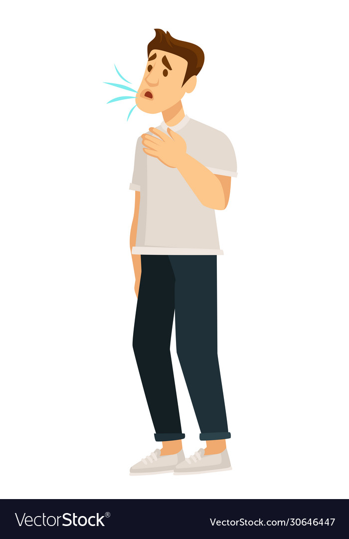 Coughing man with symptoms coronavirus viral Vector Image