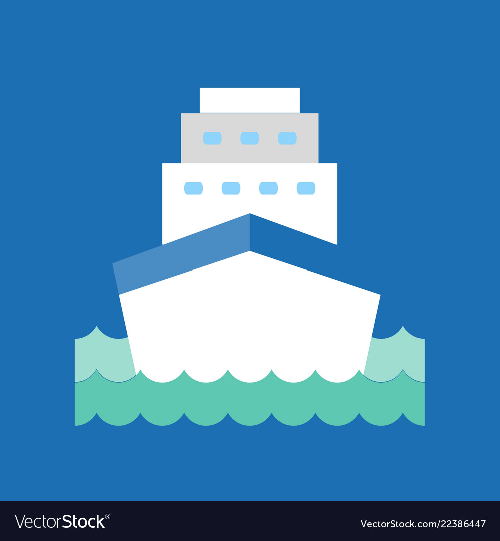 Cruise ship in sea wave icon flat design