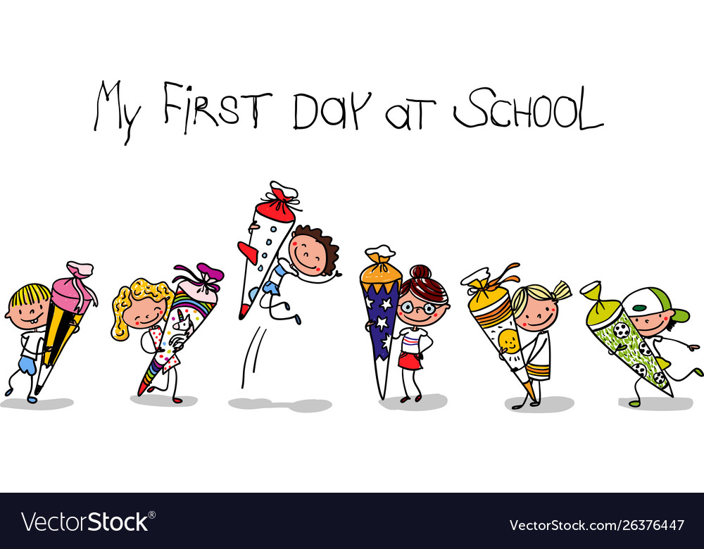 Enrollment First Day School cartoon Royalty Free Vector