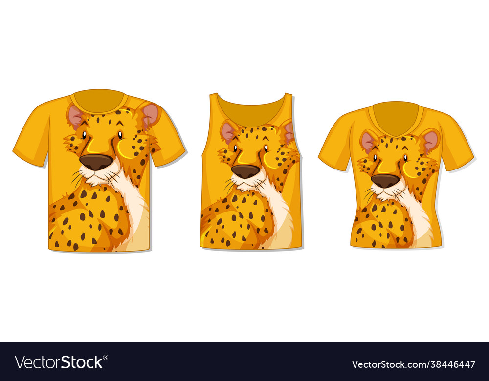 Front t-shirt with leopard template