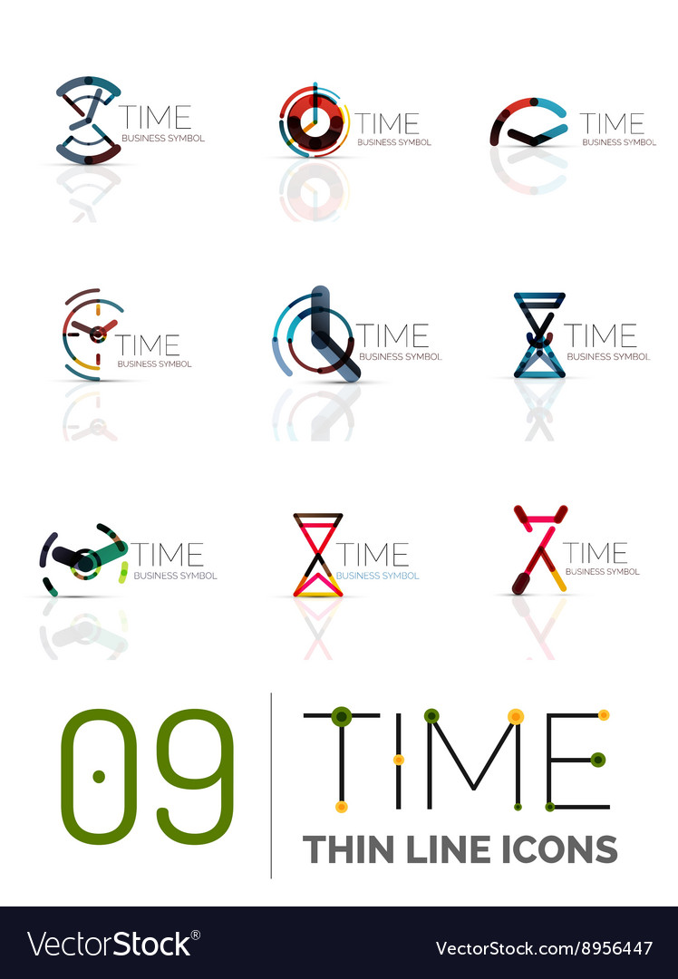Geometric clock and time icon set
