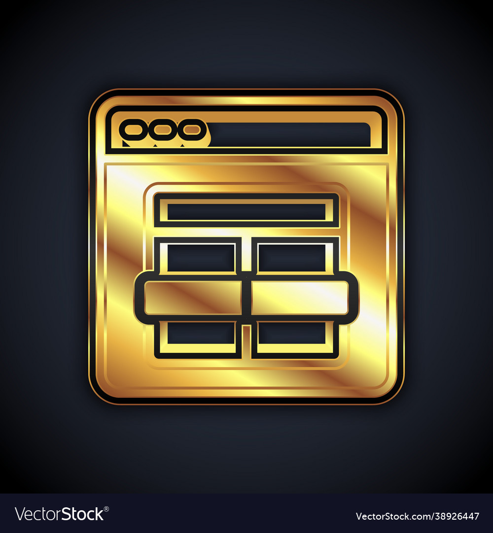 Gold mysql code icon isolated on black background vector image Gold mysql code icon isolated on black background