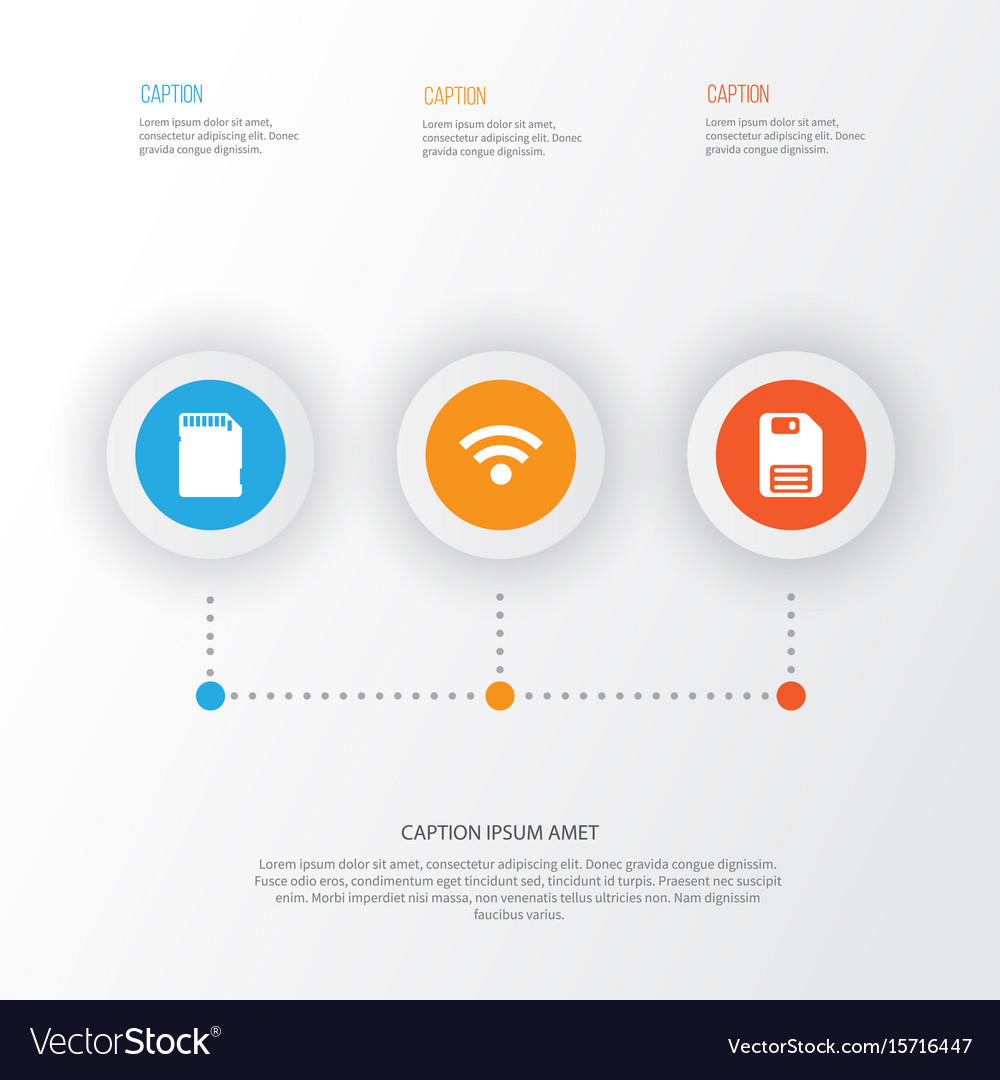 Hardware icons set collection of wireless memory
