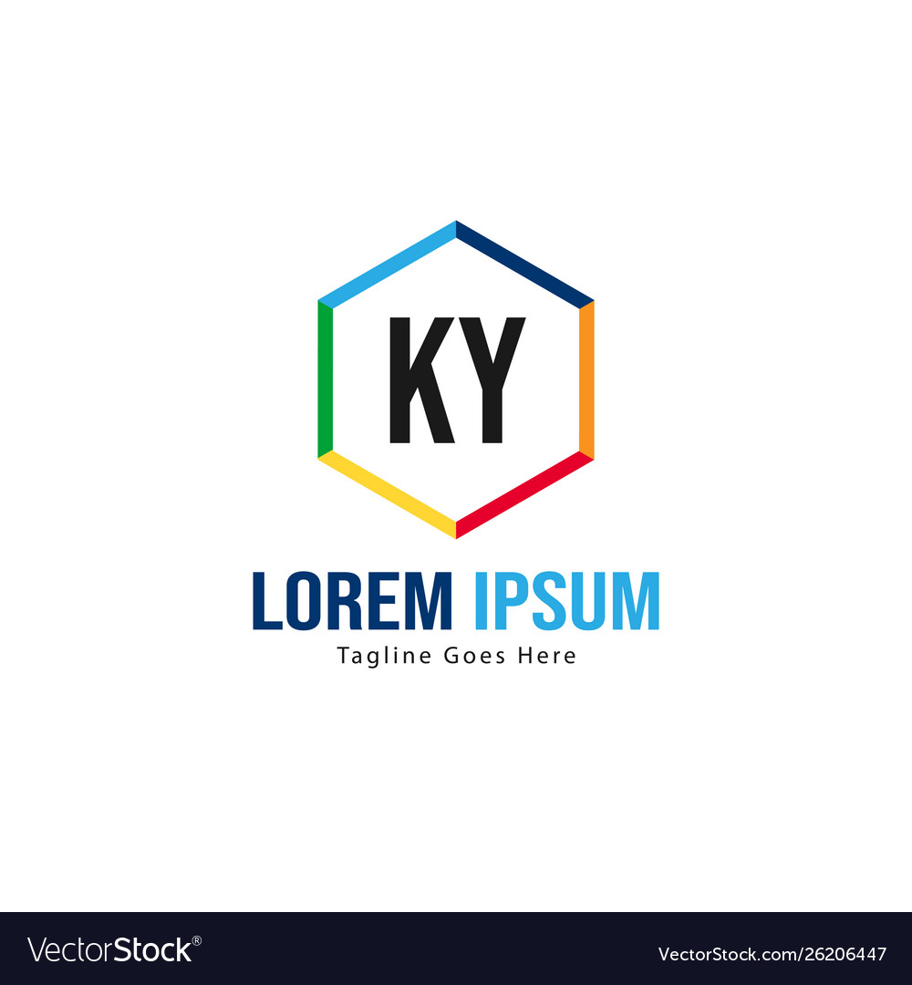 Initial ky logo template with modern frame