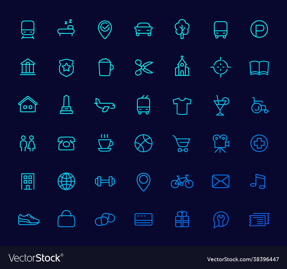 Line icons set for maps navigation apps Vector Image Line icons set for maps navigation apps