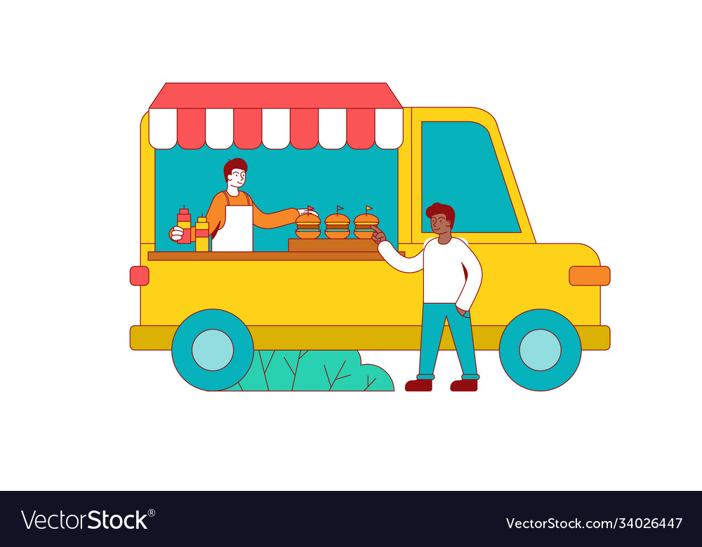 Mann Kauf Burger von Food Truck