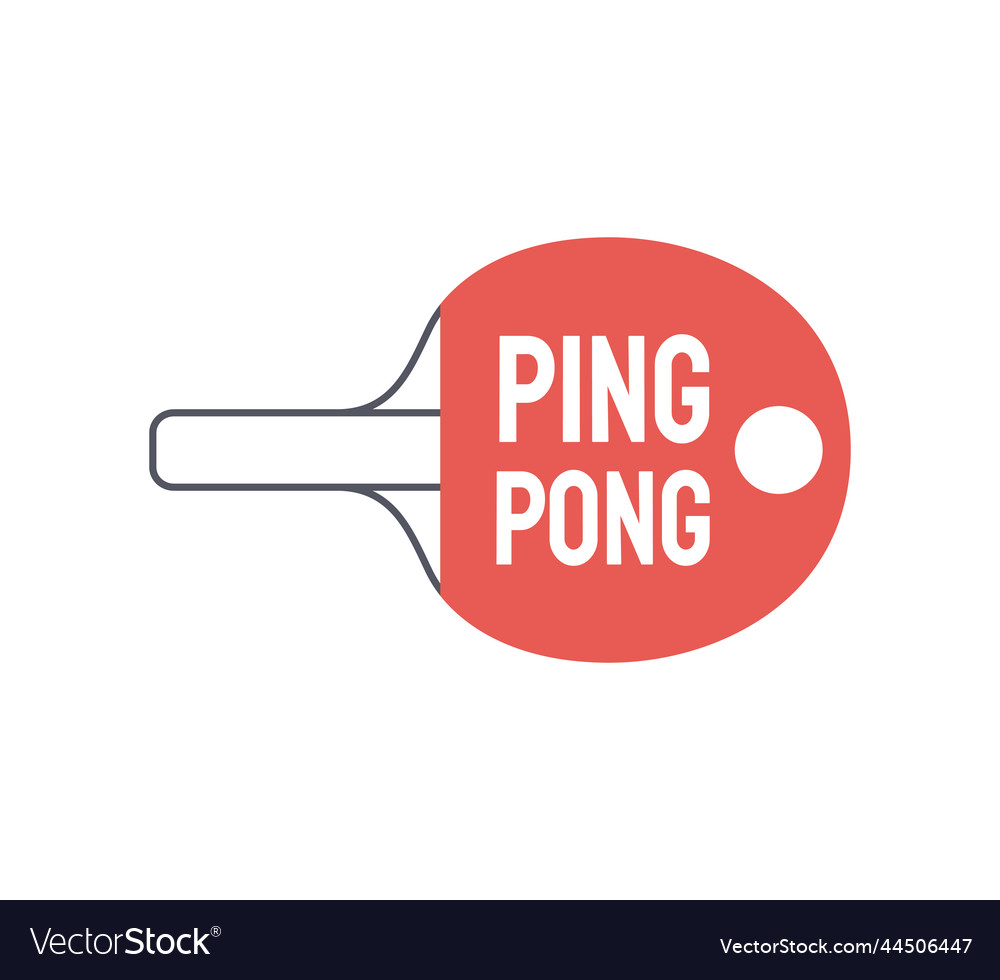 Ping pong logo design with red racket and ball Vector Image