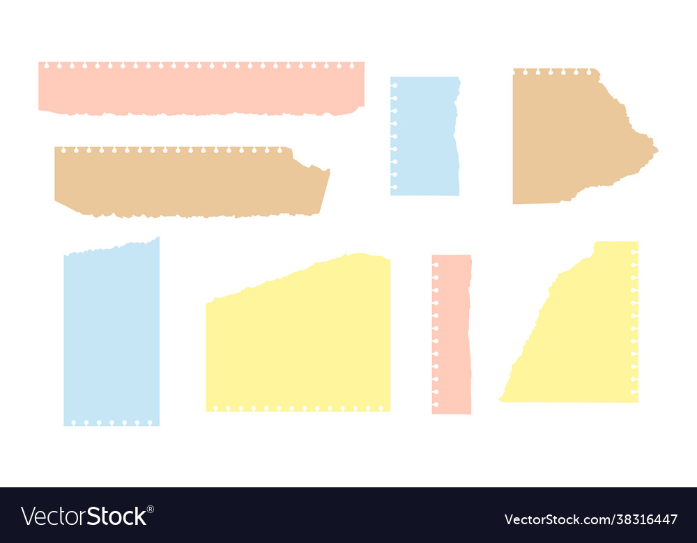 Ripped colored craft paper perforation set Vector Image