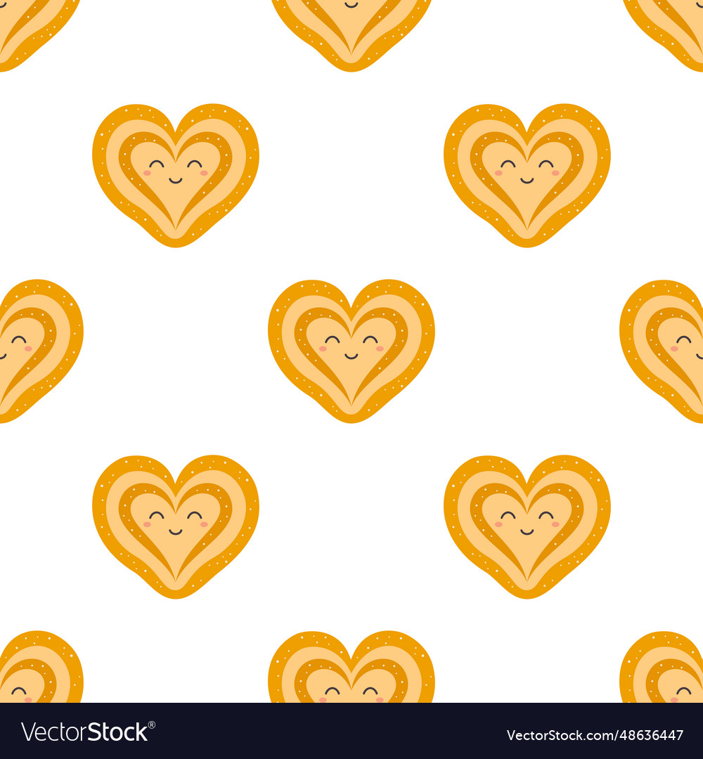 Seamless pattern with bun in shape of heart