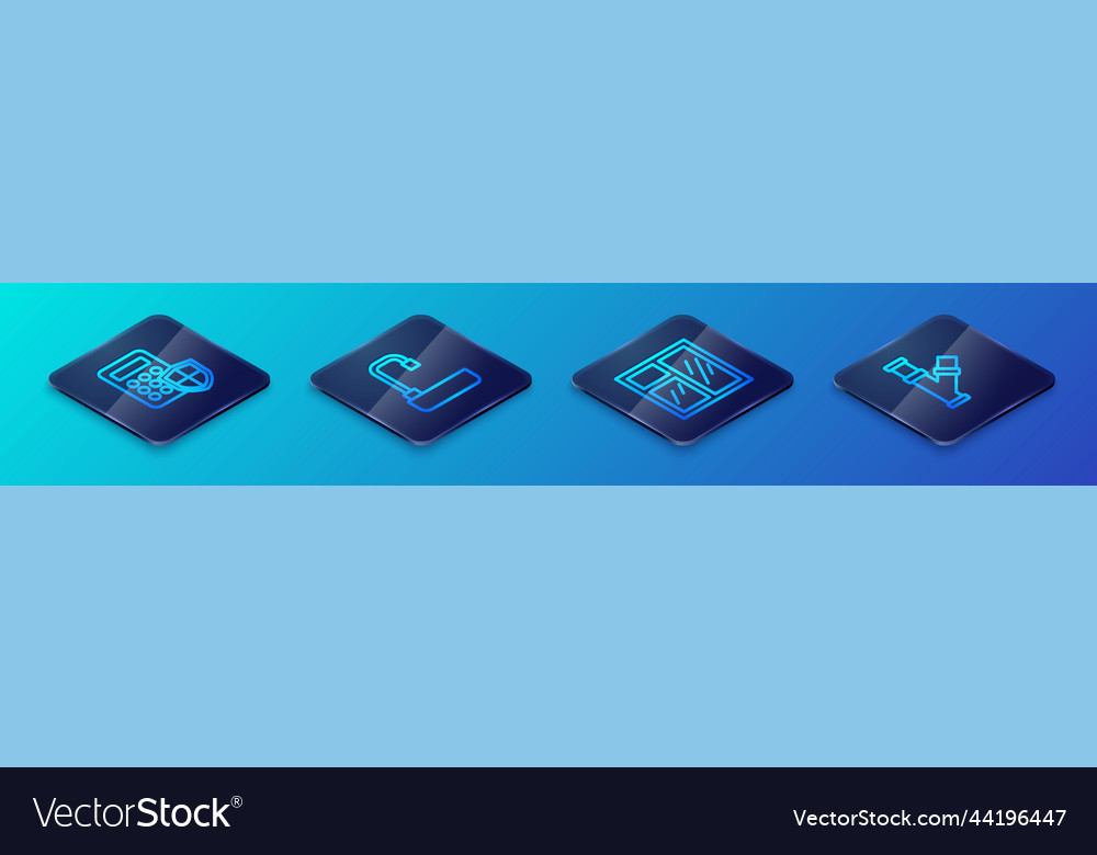 Set isometric line window in room security keypad