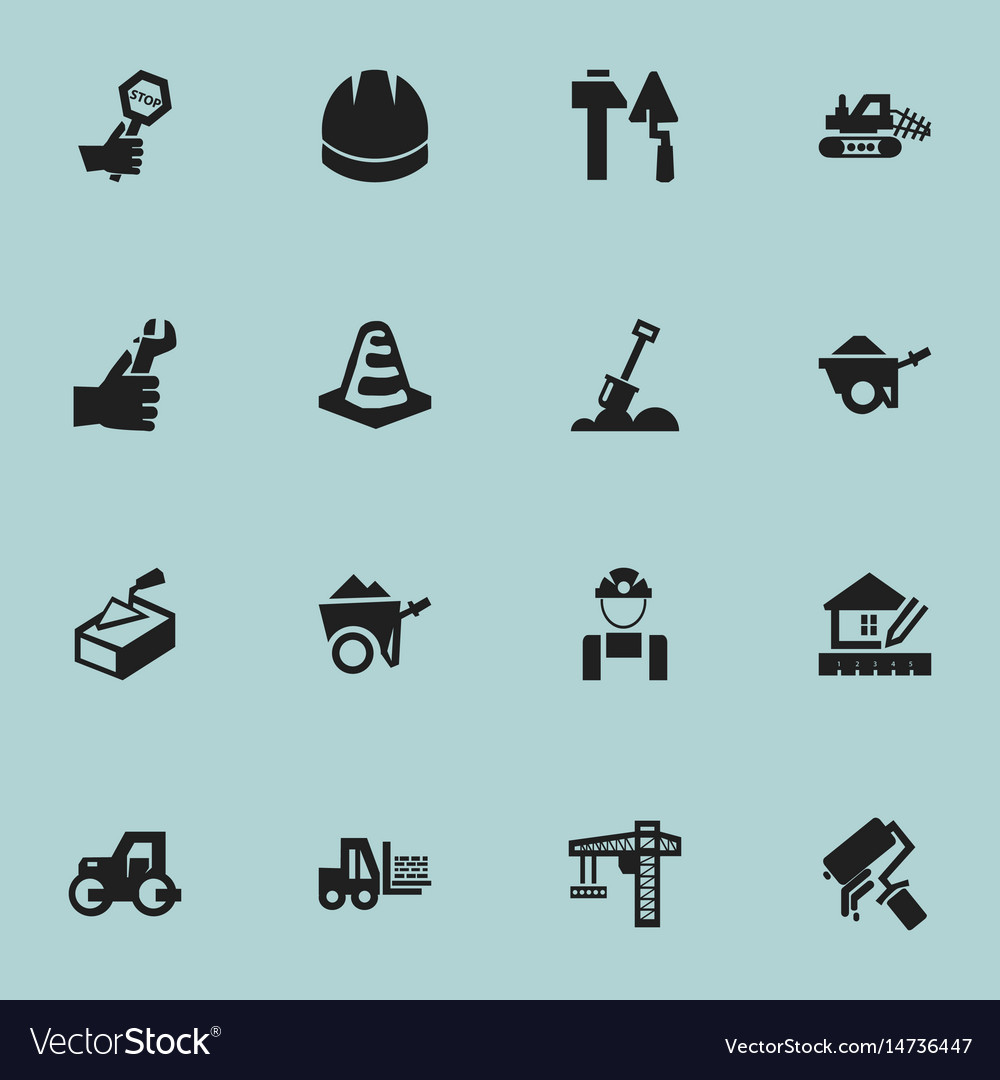Set of 16 editable building icons includes
