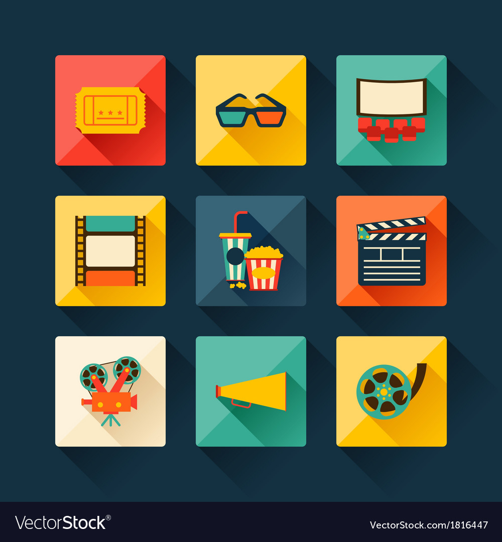 Set of movie design elements in flat style