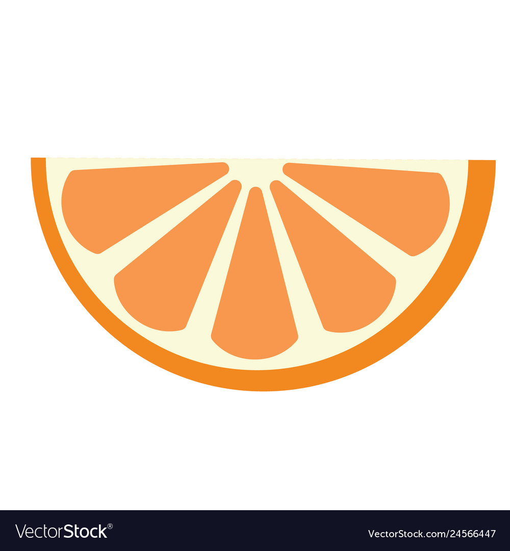 Slice of orange flat on white