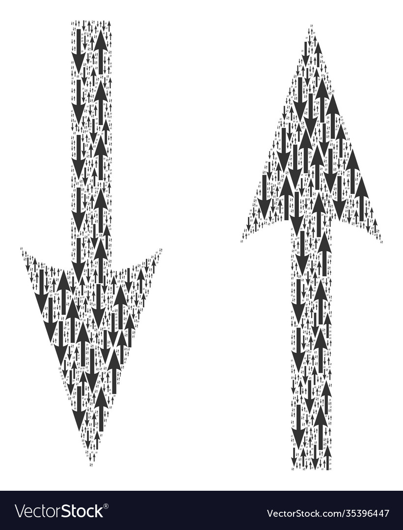 Vertical exchange arrows recursion mosaic vector image Vertical exchange arrows recursion mosaic