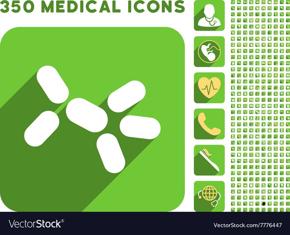 Yeast icon and medical longshadow set