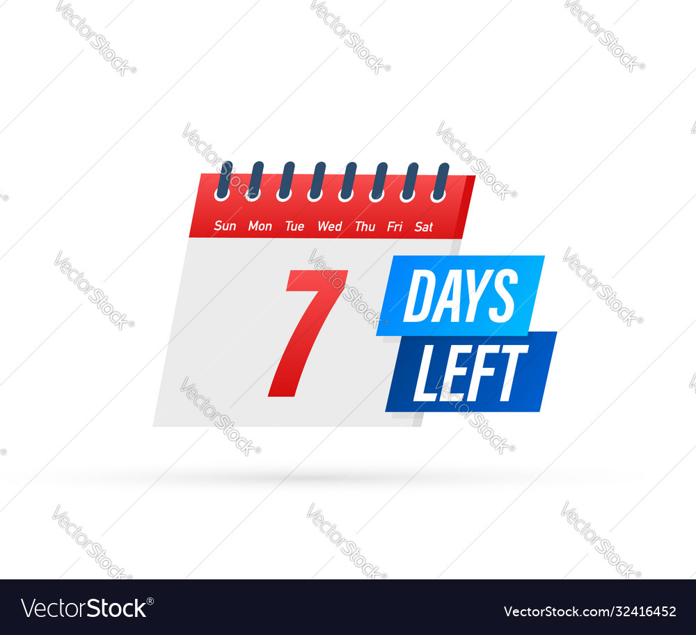 7 days left label on white background flat icon Vector Image