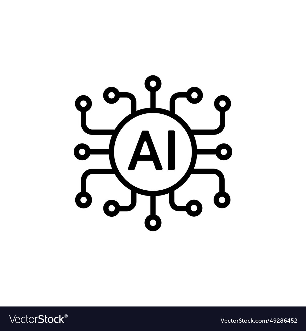 Black artificial intelligence ai processor icon