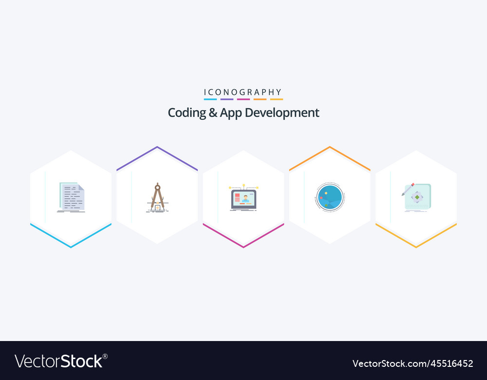 Coding and app development 25 flat icon pack