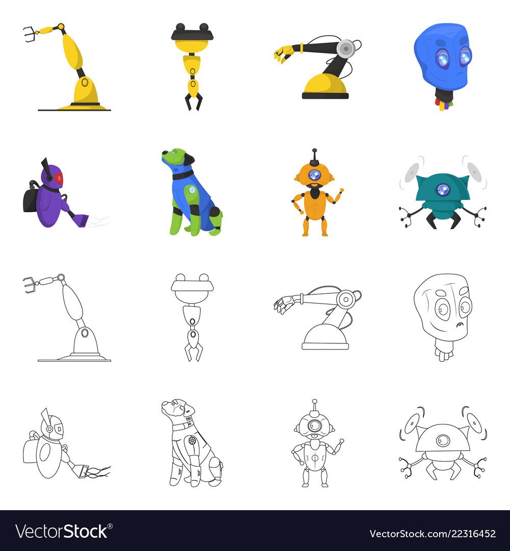 Design of robot and factory sign set
