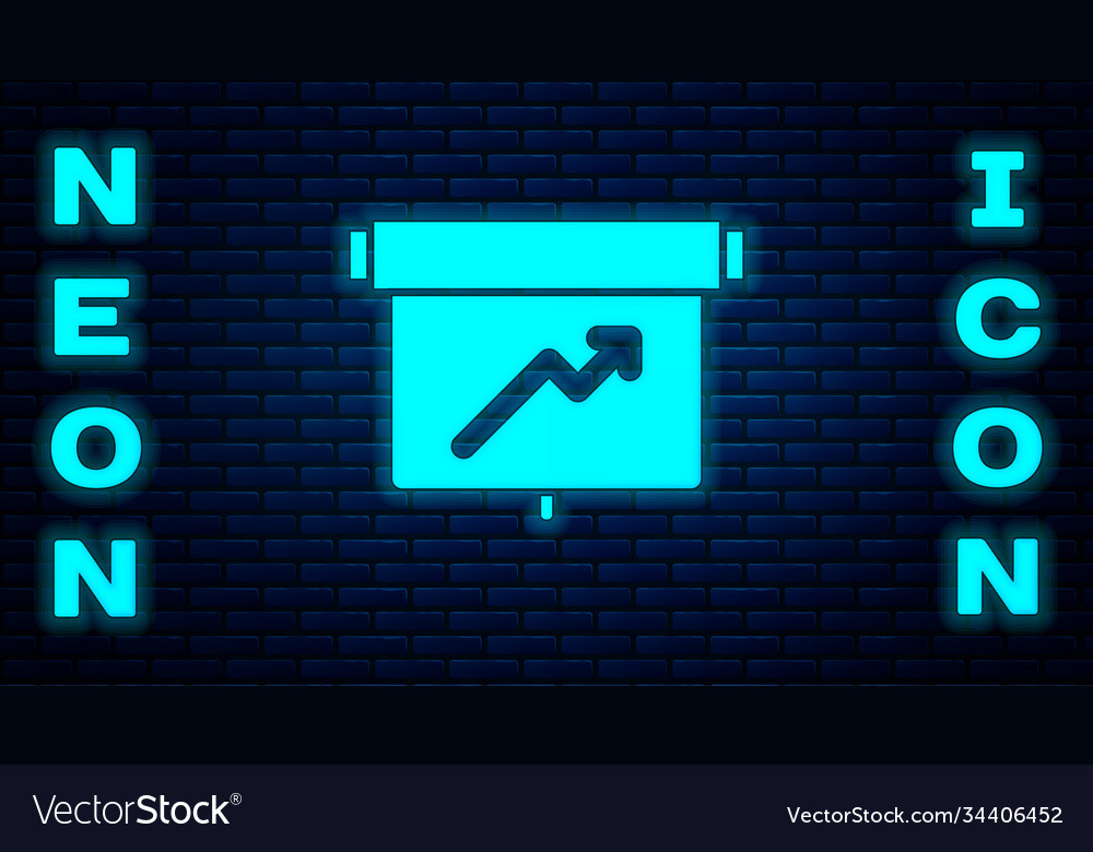 Glowing neon board with graph chart icon isolated Vector Image Glowing neon board with graph chart icon isolated
