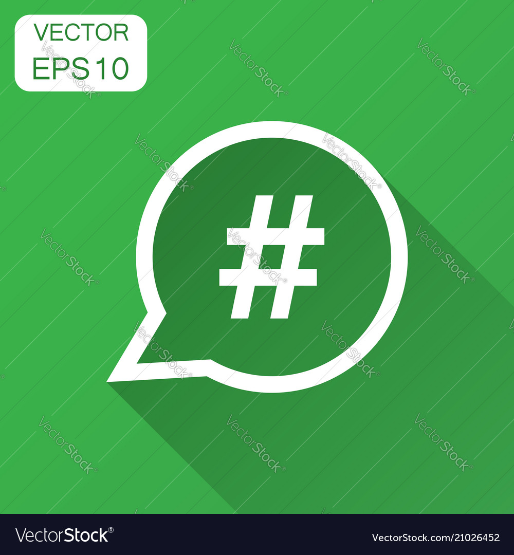 Hashtag icon in flat style social media marketing