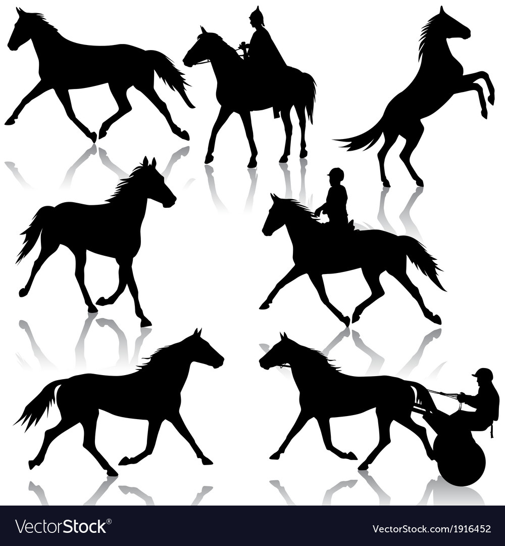 Horse and Jockey Silhouette Set