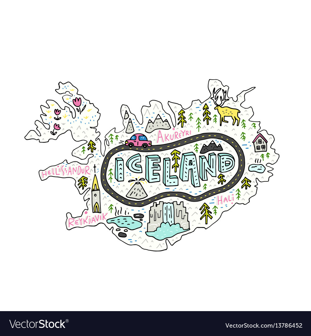 Iceland map Royalty Free Vector Image - VectorStock