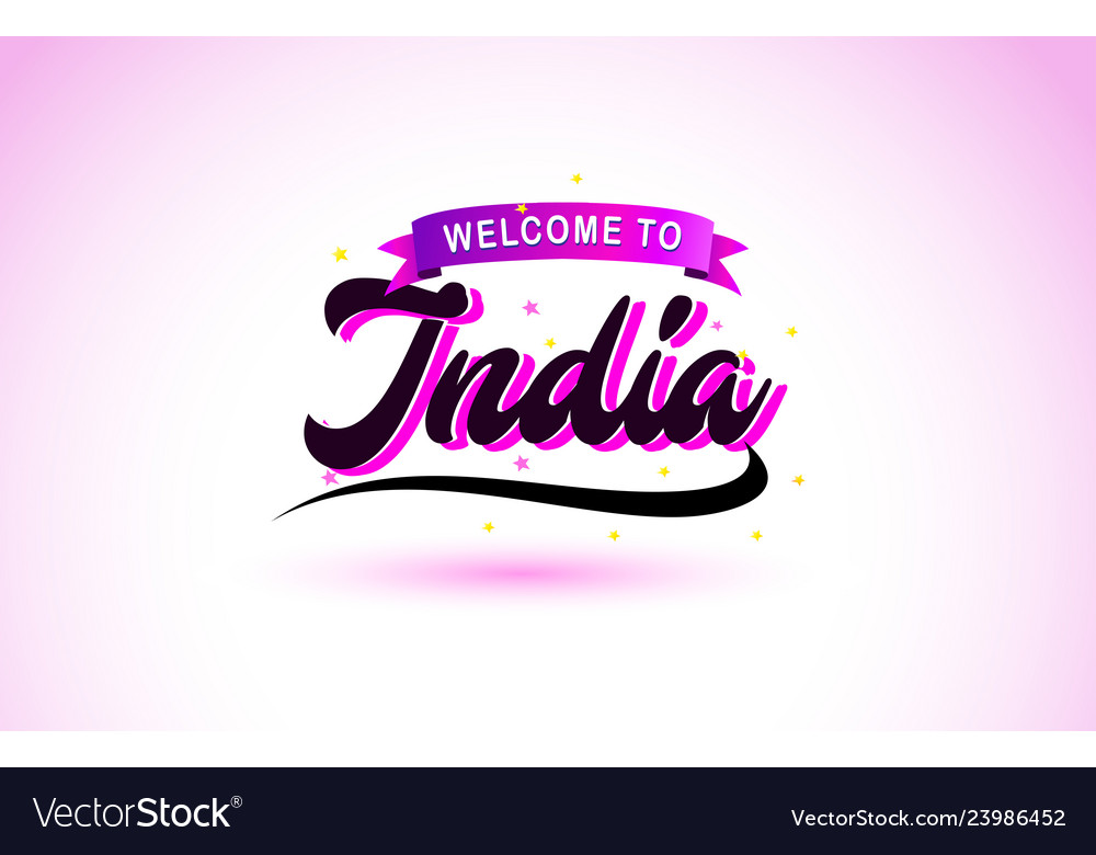 Indien Willkommen in kreativen Text handschriftliche Schrift vector image Indien Willkommen in kreativen Text handschriftliche Schrift