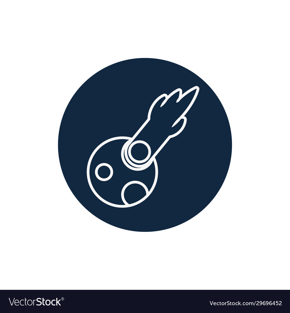 Isolated planet with comet line block style icon vector image Isolated planet with comet line block style icon