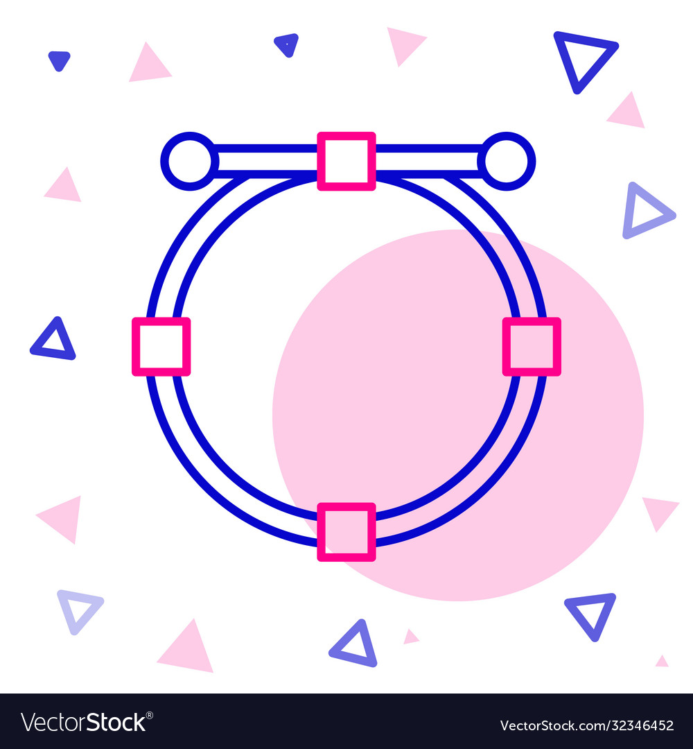 Line circle banner with bezier curve icon isolated vector image Line circle banner with bezier curve icon isolated