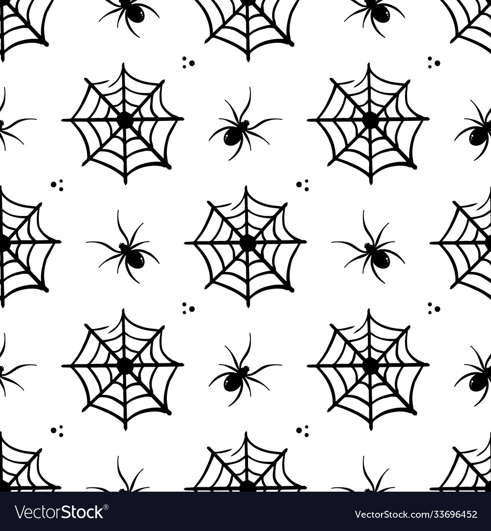 Little spiders and spider web halloween pattern Vector Image